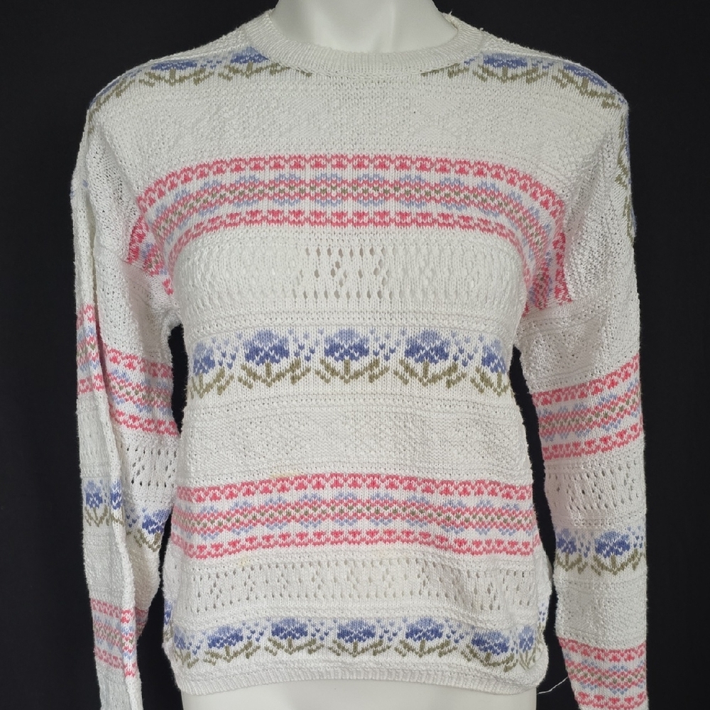 Made In Scotland Patterned Cotton Knit Sweater